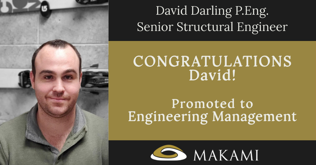 David Darling P.Eng. Promoted to -Engineering Management